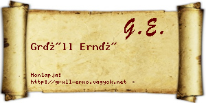 Grüll Ernő névjegykártya